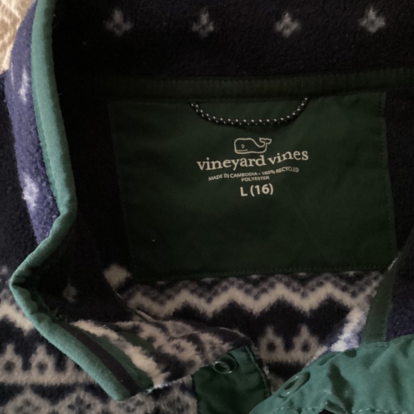 Vineyard vines boys size 16 fleece sweater snowflake theme - Picture 12 of 16